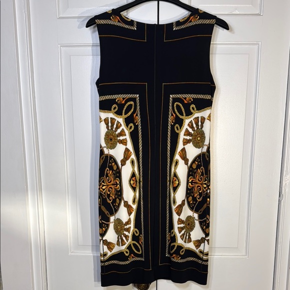 NWOT Elegant Black and Gold Flattering Sheath Sleeveless Dress - Picture 5 of 7